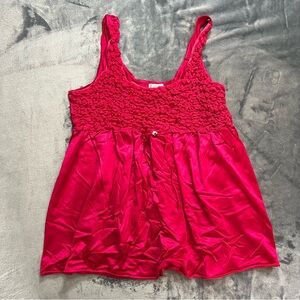 Vintage Bow Detail Popcorn Texture Babydoll Tank